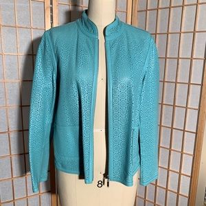Stunning blue lace leather jacket size 12